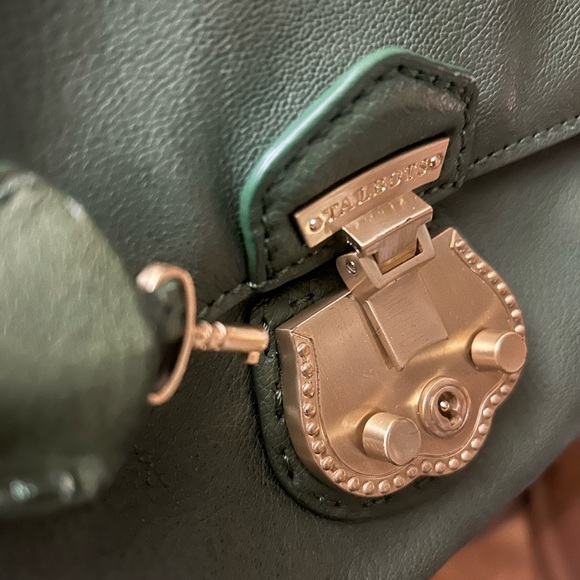 Talbots Large Green LeatherTote Hobo Bag Handbag Purse Shoulder Laptop Bag - Picture 3 of 7